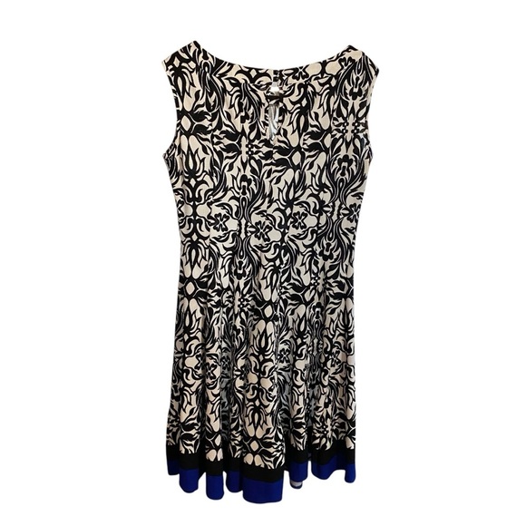 HAANI Petite Women's Flared Dress Midi Floral White/Black Print Sleeveless PXL - Picture 4 of 15